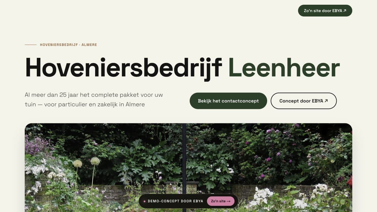 Websiteconcept voor Hoveniersbedrijf Leenheer